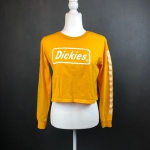 Dickies Yellow Long Sleeve Block Logo Cropped Tee
